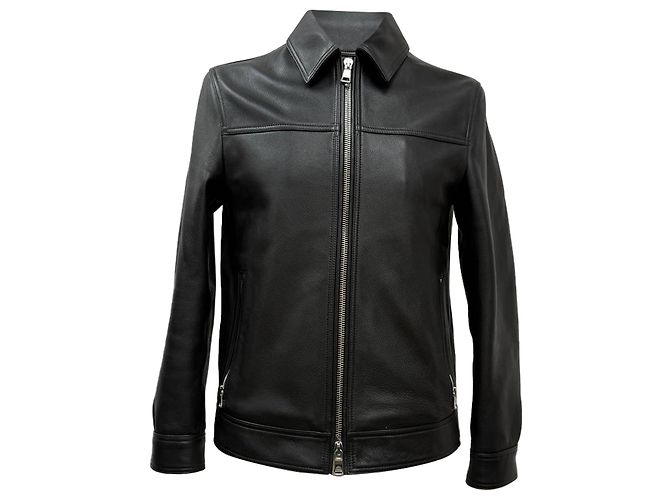 Autre Marque  Mr. P. Zipped Coach Jacket in Black Grained Leather