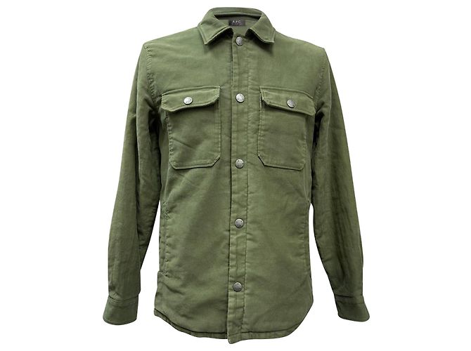 Apc A.P.C. Alex Button-Down-Jacke aus grünem Baumwollstoff