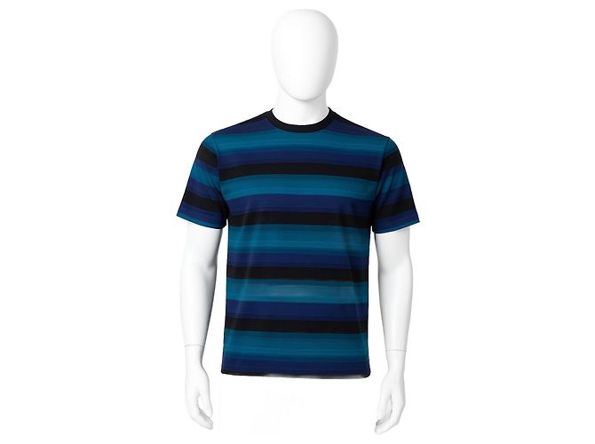T-shirt Missoni a righe in cotone nero e blu navy