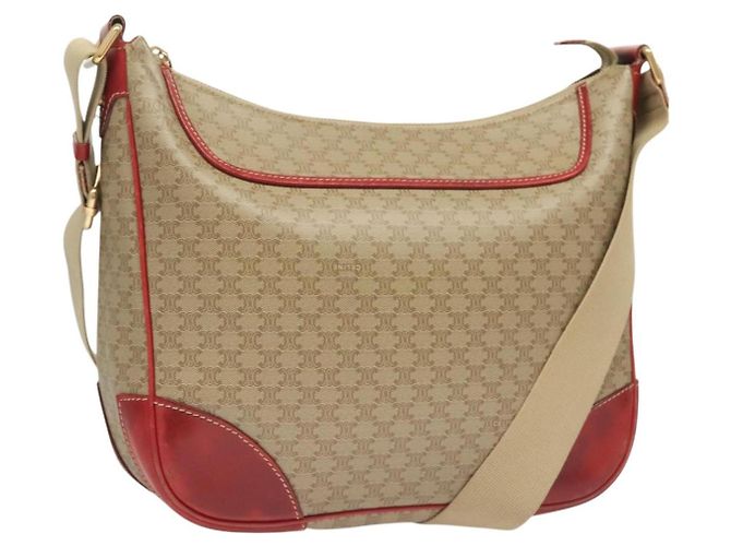Céline Borsa a Spalla in Tela Macadam CELINE Beige Oro Auth 132148 D'oro