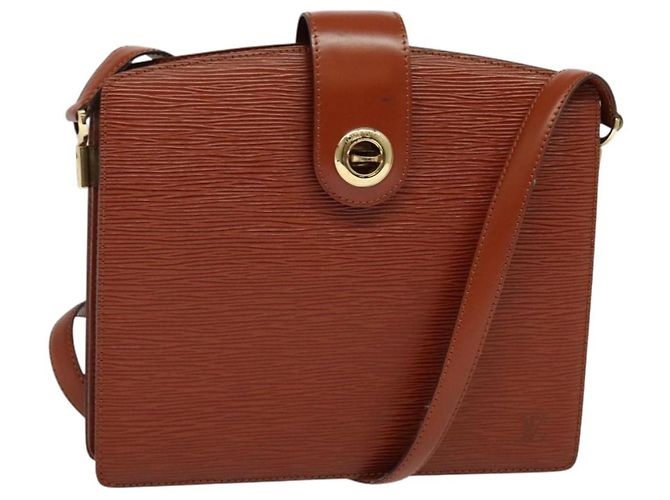 LOUIS VUITTON Bolsa de Ombro Capuchin Epi Marrom M52343 LV Auth BA3920