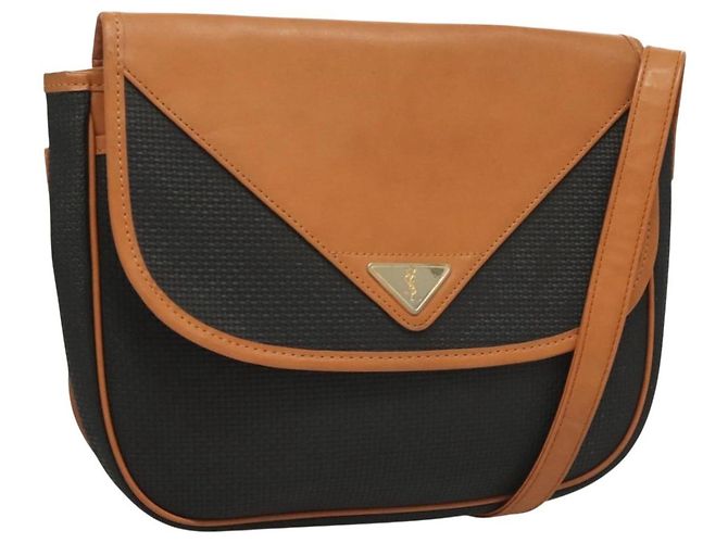 Saint Laurent Borsa a Spalla in Pelle PVC Marrone Auth bs27659