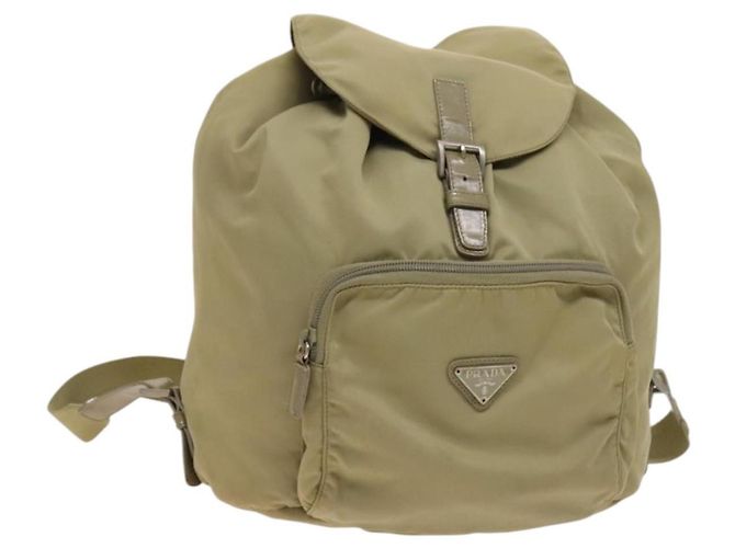 Zaino PRADA in nylon khaki argento autentico bs27513 Cachi