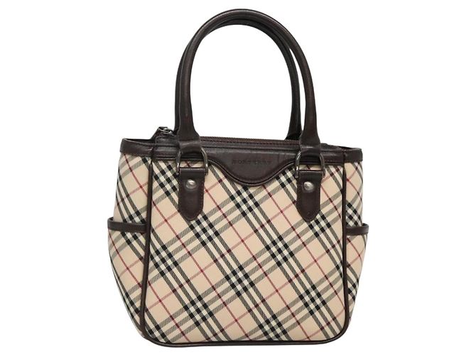 Burberry Nova Check Handtasche aus Canvas Beige Silber Authentisch ep9645