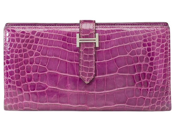 Béarn Hermès HERMES Bearn Exotic Leather Accessory Purple - 101993