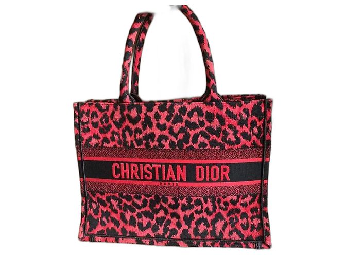 Dior Book Tote Medium édition léopard noir et rouge