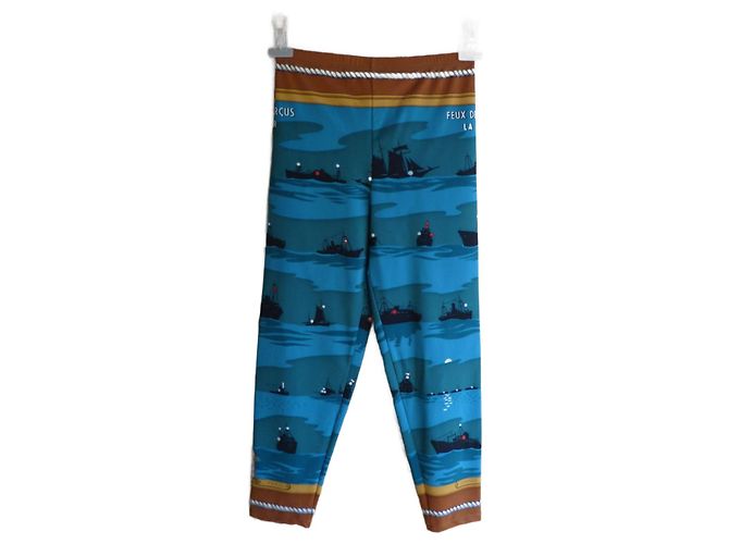 Pantalones de verano Hermès Lycra Verde Azul Multicolor