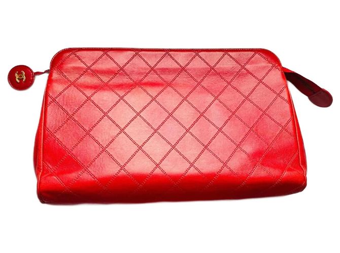Clutch Chanel Rossa in Agnello Rosso
