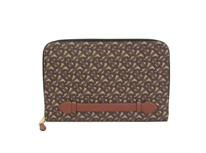 Borsa Clutch Monogramma TB Burberry Marrone
