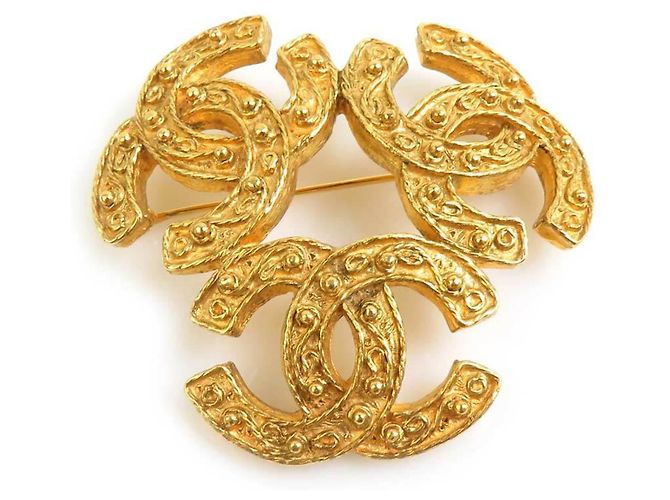 Chanel Coco Mark Brosche aus goldfarbenem Metall Golden
