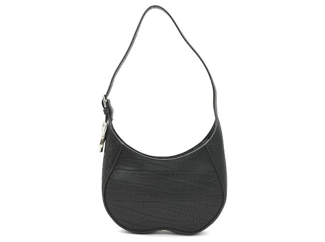 Bolso de hombro de cuero negro Burberry