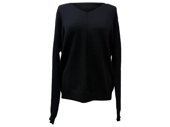 Schwarzer V-Ausschnitt Pullover aus Wolle von Dries Van Noten