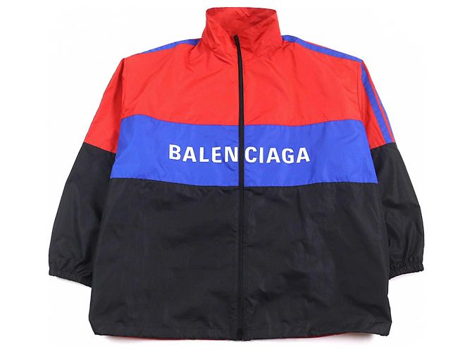 Balenciaga Logo-print polyester jacket Black Red Blue