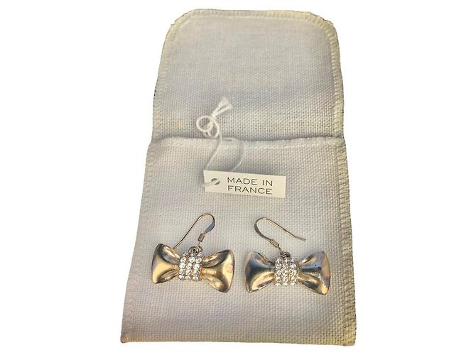 Boucles d'oreilles nœud Chloé laiton doré strass Bijouterie dorée