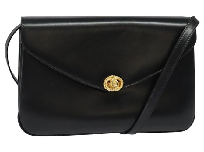 BALLY Borsa a Spalla in Pelle Nera e Oro Auth ep9750 Nero D'oro
