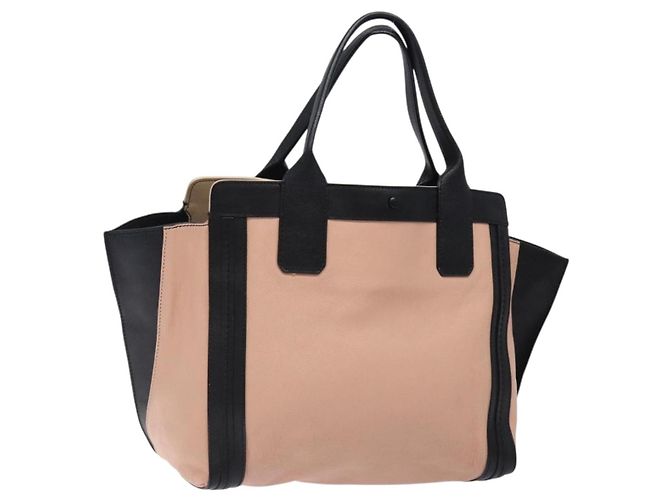 Chloé Bolsa tote de couro Chloe Alison rosa e preta Auth gh323 Preto