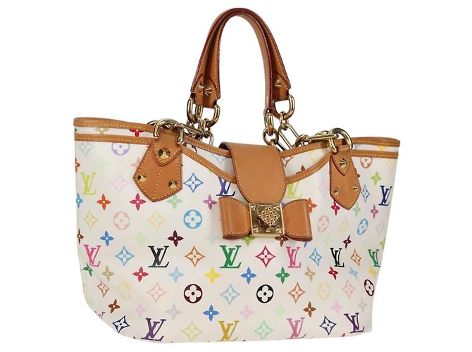 LOUIS VUITTON Monogramm Multicolor Annie MM Tote Bag Weiß M40307 LV Auth 122879V