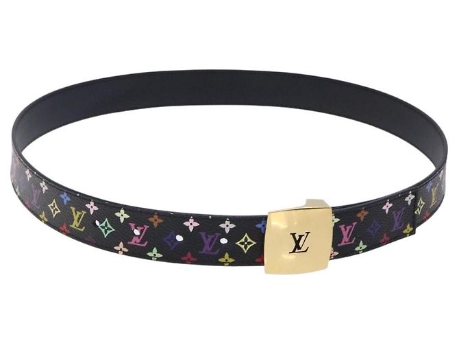LOUIS VUITTON Multicolor LV cut Gürtel Schwarz M6890 Authentisch yk18733V