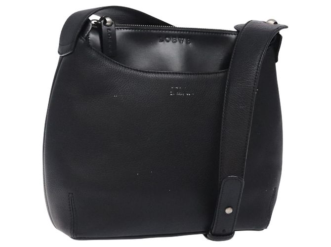 Borsa a Spalla LOEWE in Pelle Nera Argento Auth gh471 Nero
