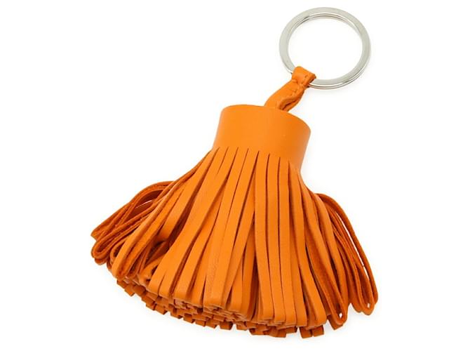 Ring Porte-clés Hermès Carmen en cuir agneau Milo orange Cuir d'agneau  ref.2372442