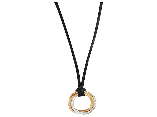 Colar Trinity Médio Modelo em Ouro 3 Tons e Diamantes Cartier