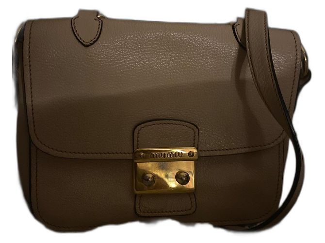 Borsa a tracolla Miu Miu beige in cotone