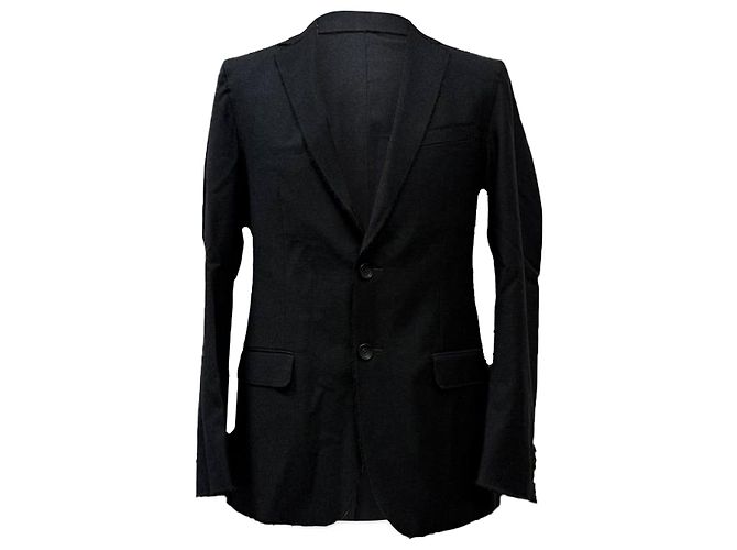 Ermenegildo Zegna Zegna Single-Breasted Edge Cut Blazer in Black Wool