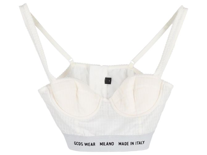 Top bustier impresso GCDS em algodão creme Branco Cru