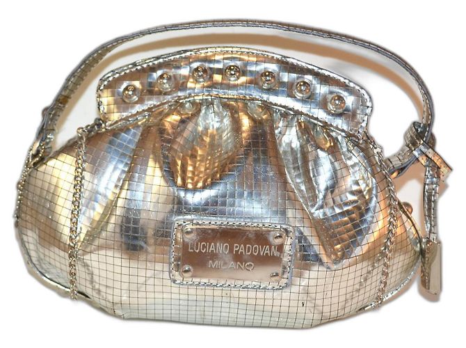Bolsa de mão Luciano Padovan em couro prata