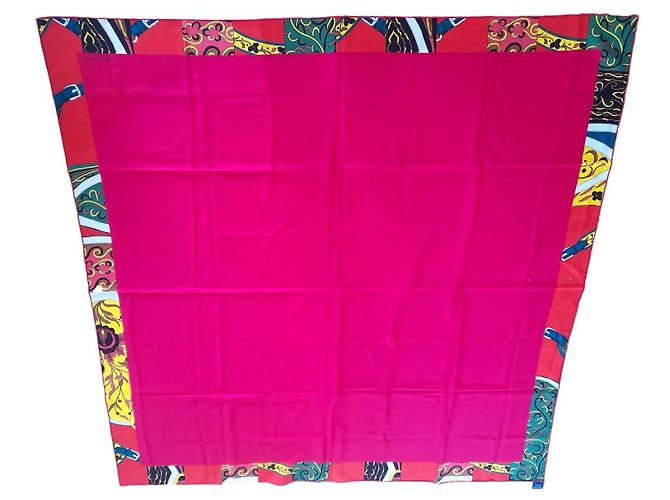 Hermès Riesiges Seidentuch 140 Kaschmir und Seide Fuchsia Fuschia