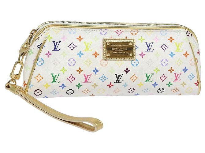LOUIS VUITTON Monogram Multicolor Kate Pouch White Bron M55212 LV Auth 82391SAV Bronze