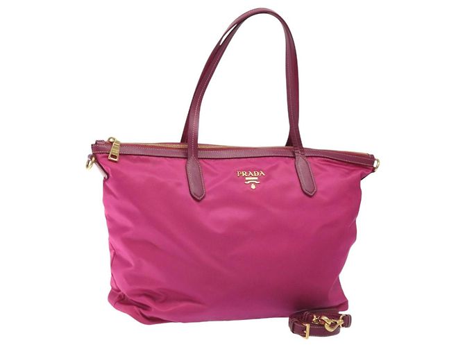 Borsa Tote PRADA Nylon 2way Rosa Oro Auth ki5497V D'oro