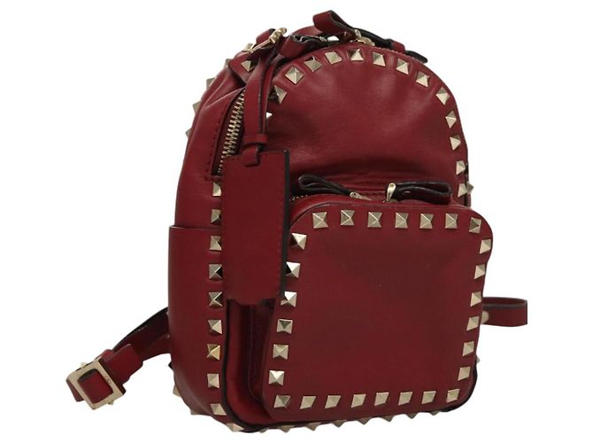 VALENTINO Backpack Leather Red Auth bs23660V