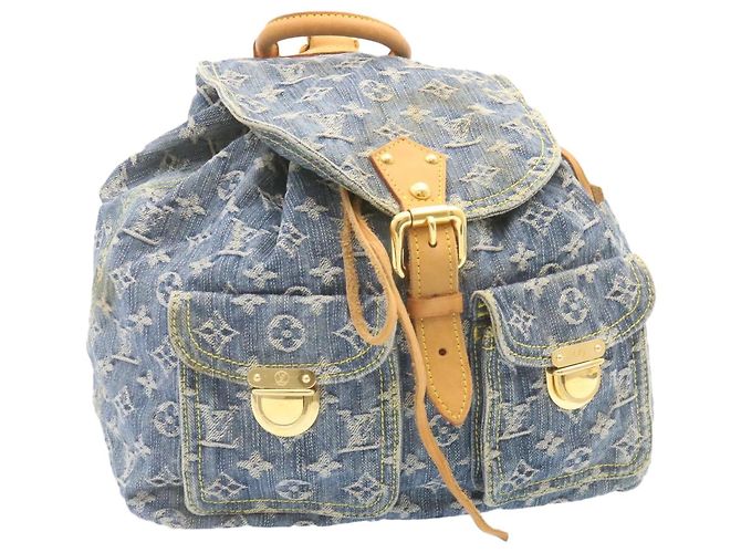 LOUIS VUITTON Monogram Denim Rucksack GM Blau M95056 LV Auth 23405V