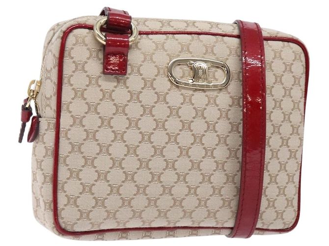 Céline Borsa a Spalla in Tela Macadam CELINE Beige Oro Auth gh228 D'oro