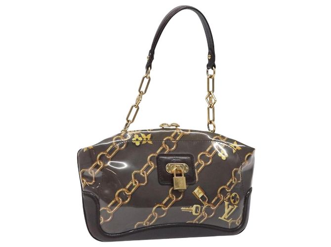 LOUIS VUITTON Monogram Charm Bolsa Cierre Marrón Oscuro M95155 LV Auth 131805