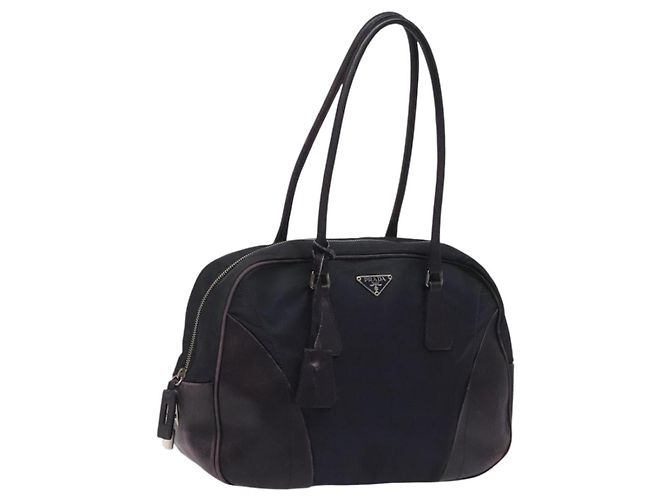 Sac à épaule Prada en nylon violet Auth nb139V