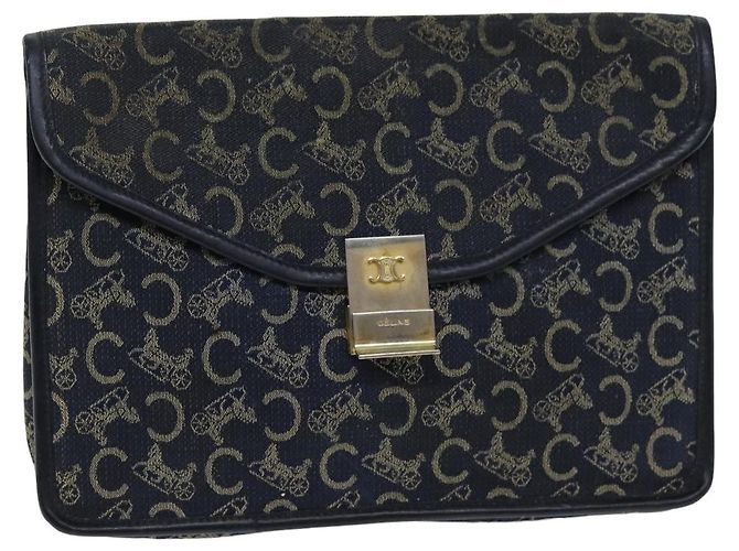 Céline Clutch in tela Macadam C di CELINE in blu Auth bs14643 Blu navy