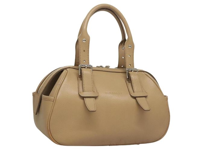 Burberry Borsa a mano in pelle beige argento Auth ep9861