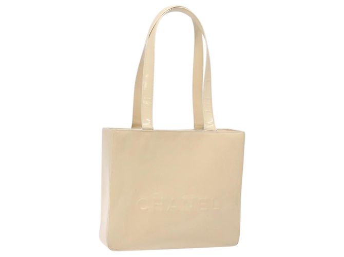 CHANEL Tote Bag Emaille Beige Gold CC Auth bs27673 Golden