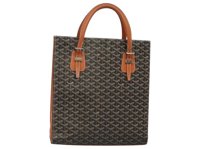 Borsa Tote GOYARD Herringbone COMOR GM in pelle nera e argento Auth bs24293 Nero