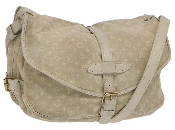 LOUIS VUITTON Bolsa de Ombro Monogram Mini Lin Saumur PM Marfim M95314 Auth kk368V Cru