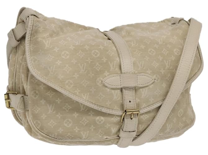 LOUIS VUITTON Monogram Mini Lin Saumur PM Shoulder Bag Ivory M95314 Auth kk368V Cream  ref.2374565