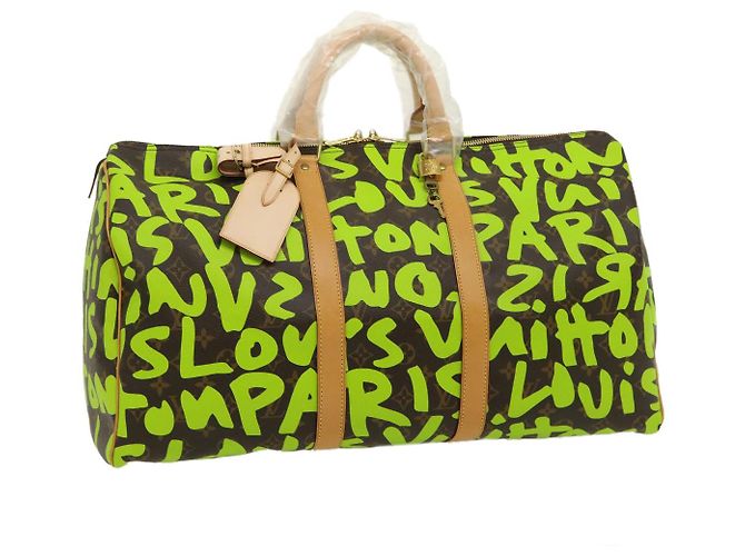 LOUIS VUITTON Monogram graffiti Keepall 50 Bolsa Boston Verde M93700 Auth 29946SV Verde claro Monograma