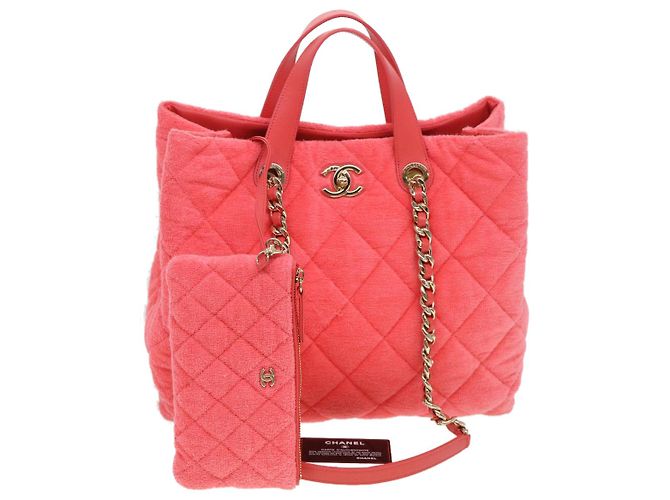 CHANEL Bolso de cadena Pile 2way Rosa CC Auth ar9158SAV