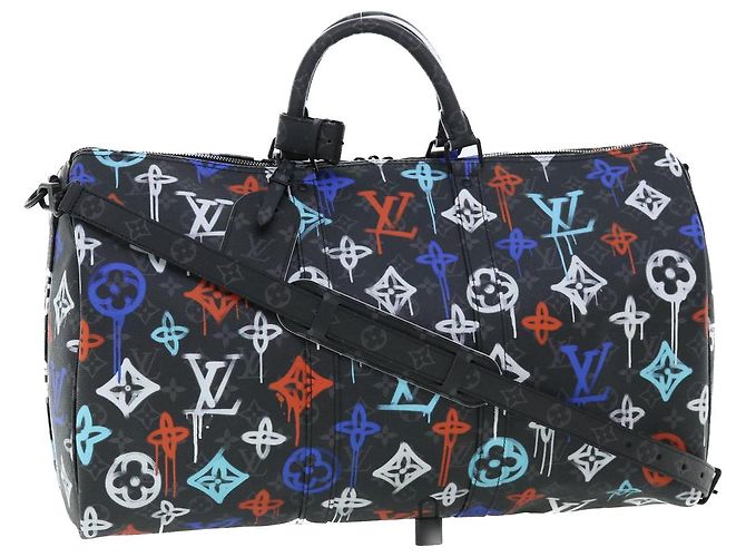 LOUIS VUITTON Keepall Bandouliere 50 Monogram Eclipse Boston M21384 Auth 34215S Monogramma