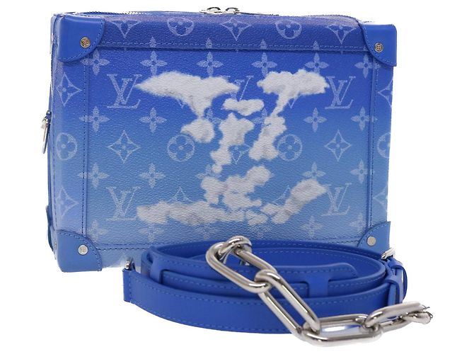 LOUIS VUITTON Borsa a Spalla Soft Trunk Monogram Clouds Blu M45430 LV Auth 46350S Bianco