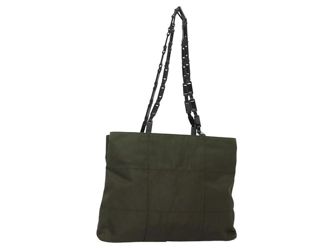 Borsa a Spalla PRADA in Nylon Khaki Argento Autentica bs24325 Cachi