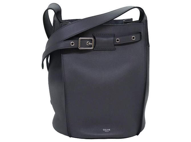 Big Bag Céline CELINE Grande bolsa Bolsa de Ombro Couro Cinza Auth 74791SAM Marrom