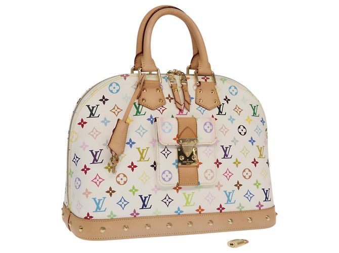 LOUIS VUITTON Handtasche Alma GM Monogram Multicolor Weiß M40441 LV Auth 101776SM